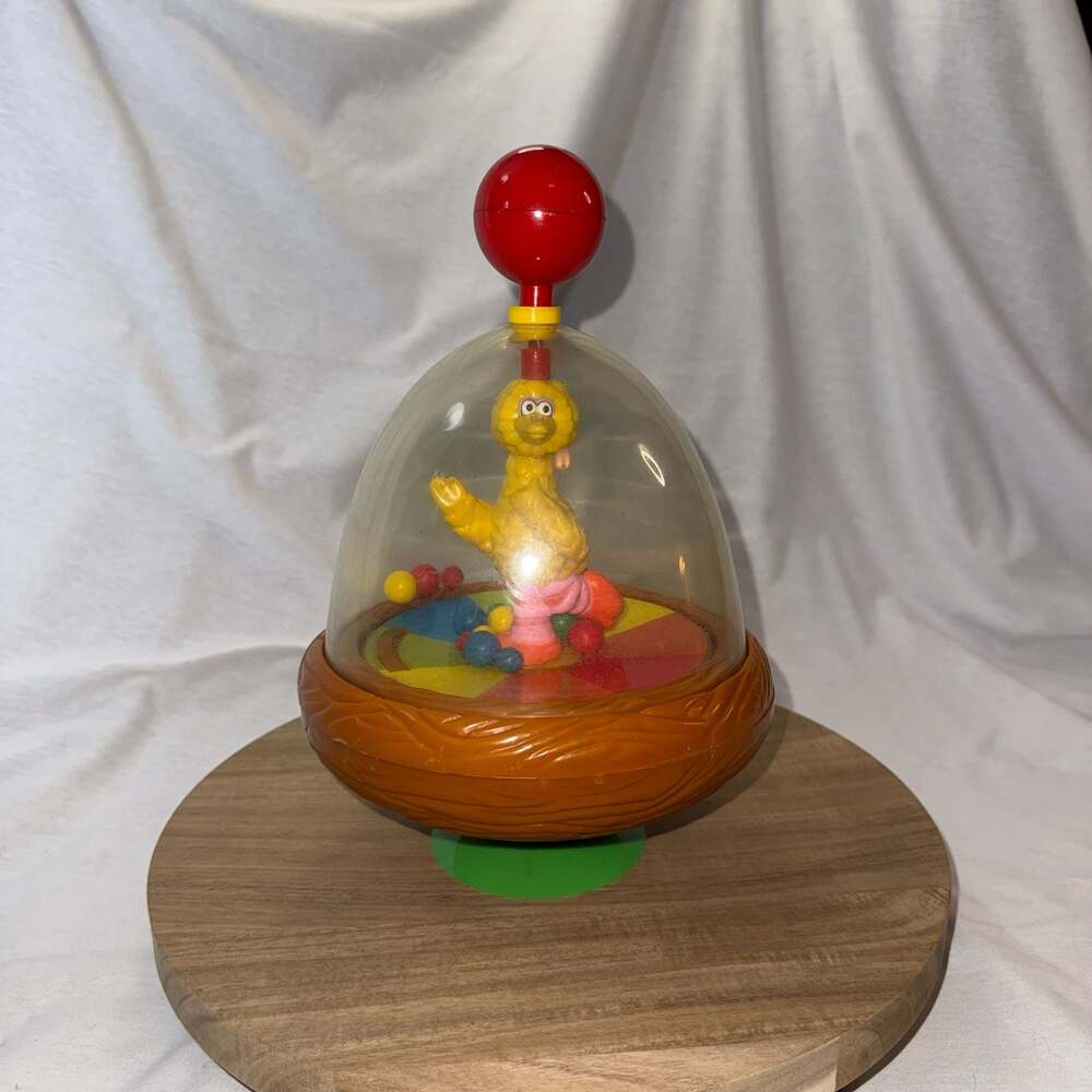 Vintage Illco Sesame Street Big Bird Spinning Top Toy with Suction Base